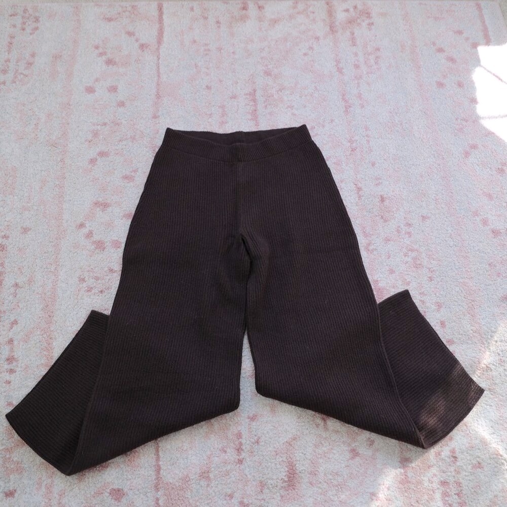Brown Ribbed Sweater Pants - Picture 1 of 5